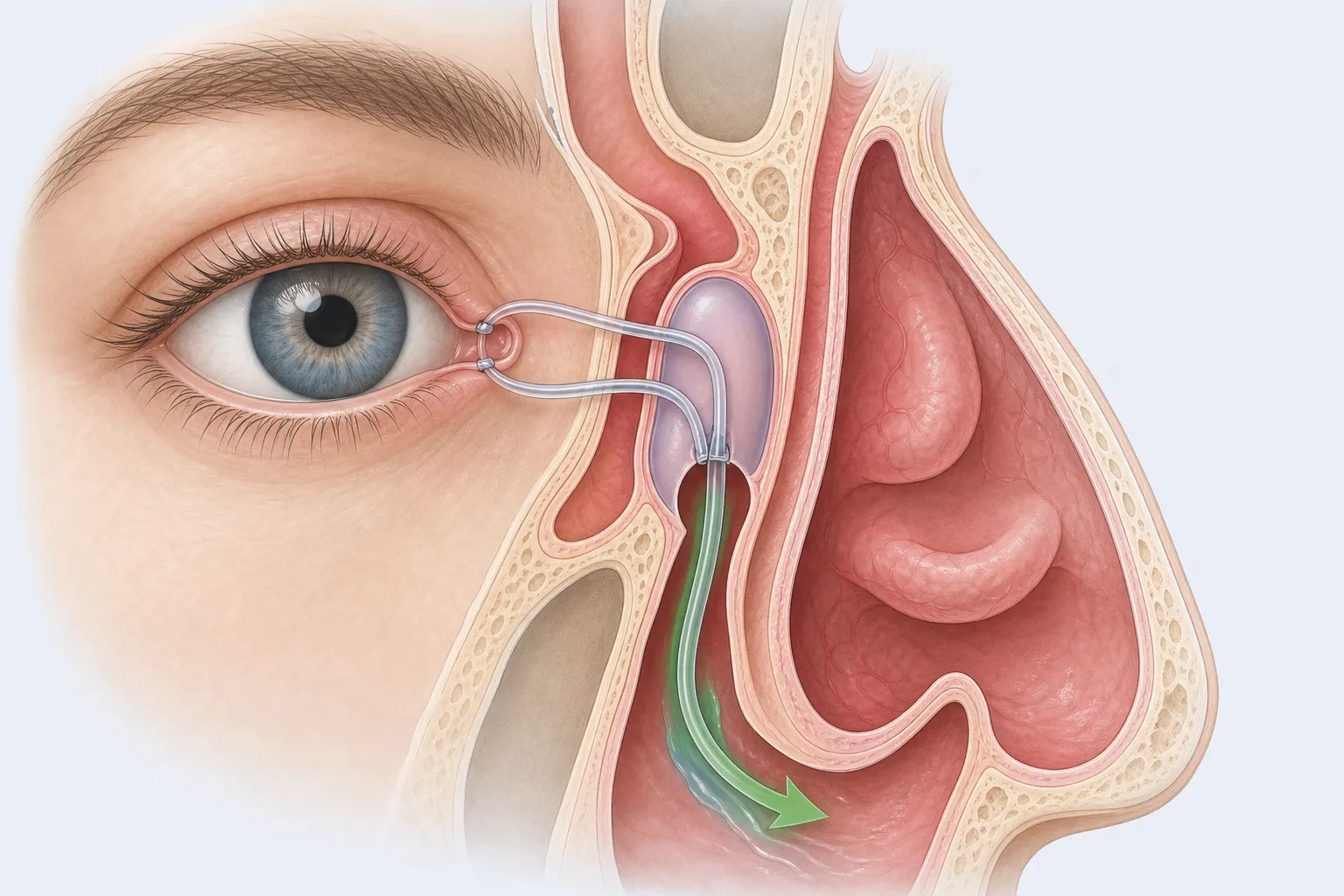 The silicone stent and the new drainage pathway