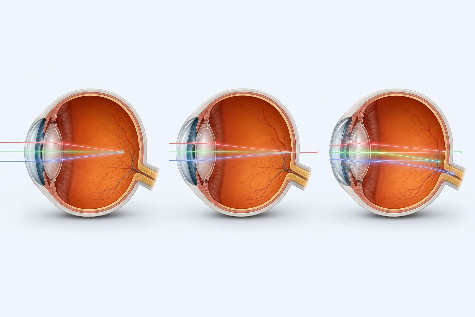 Refractive errors: myopia, hyperopia, astigmatism