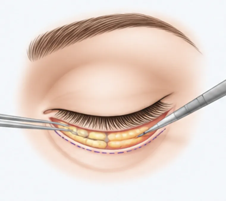 Removal of excess skin and fat bags