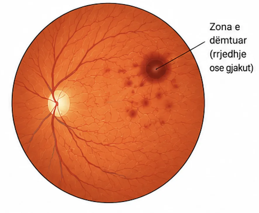 Damaged area in the retina