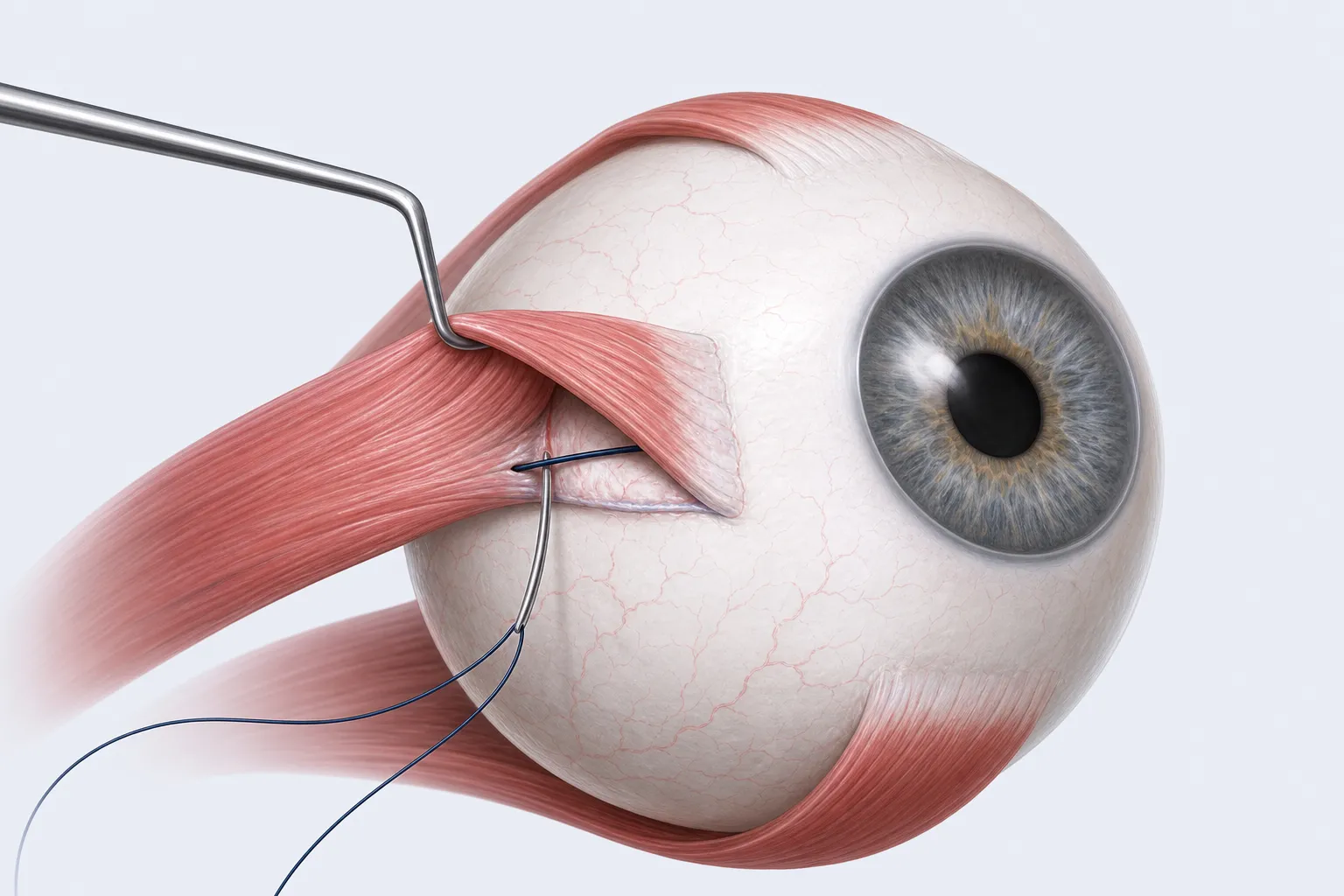 Surgical adjustment of the extraocular muscle